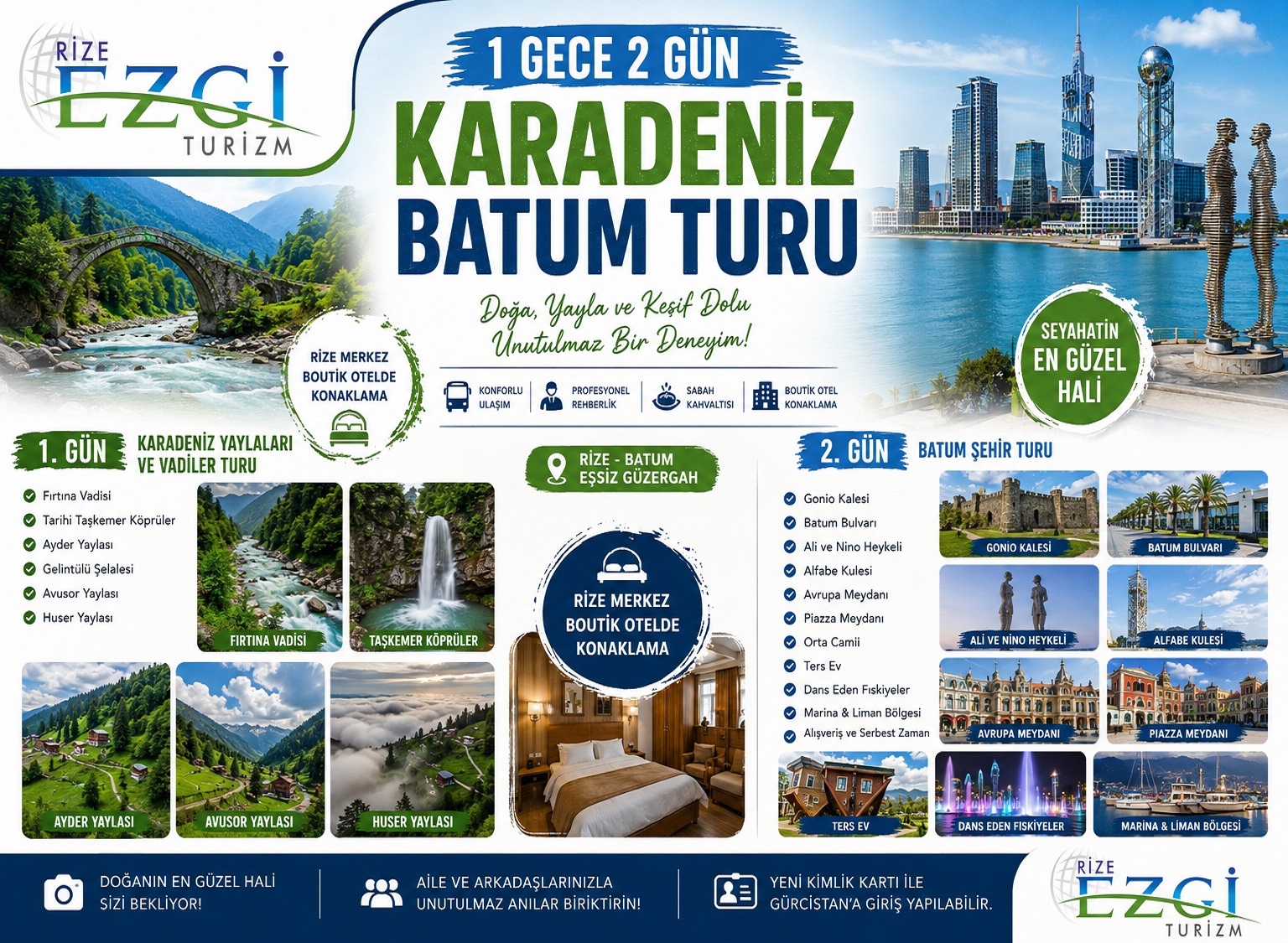 Ekonomik Karadeniz Yaylalar ve Batum Turu 1 Gece 2 Gün