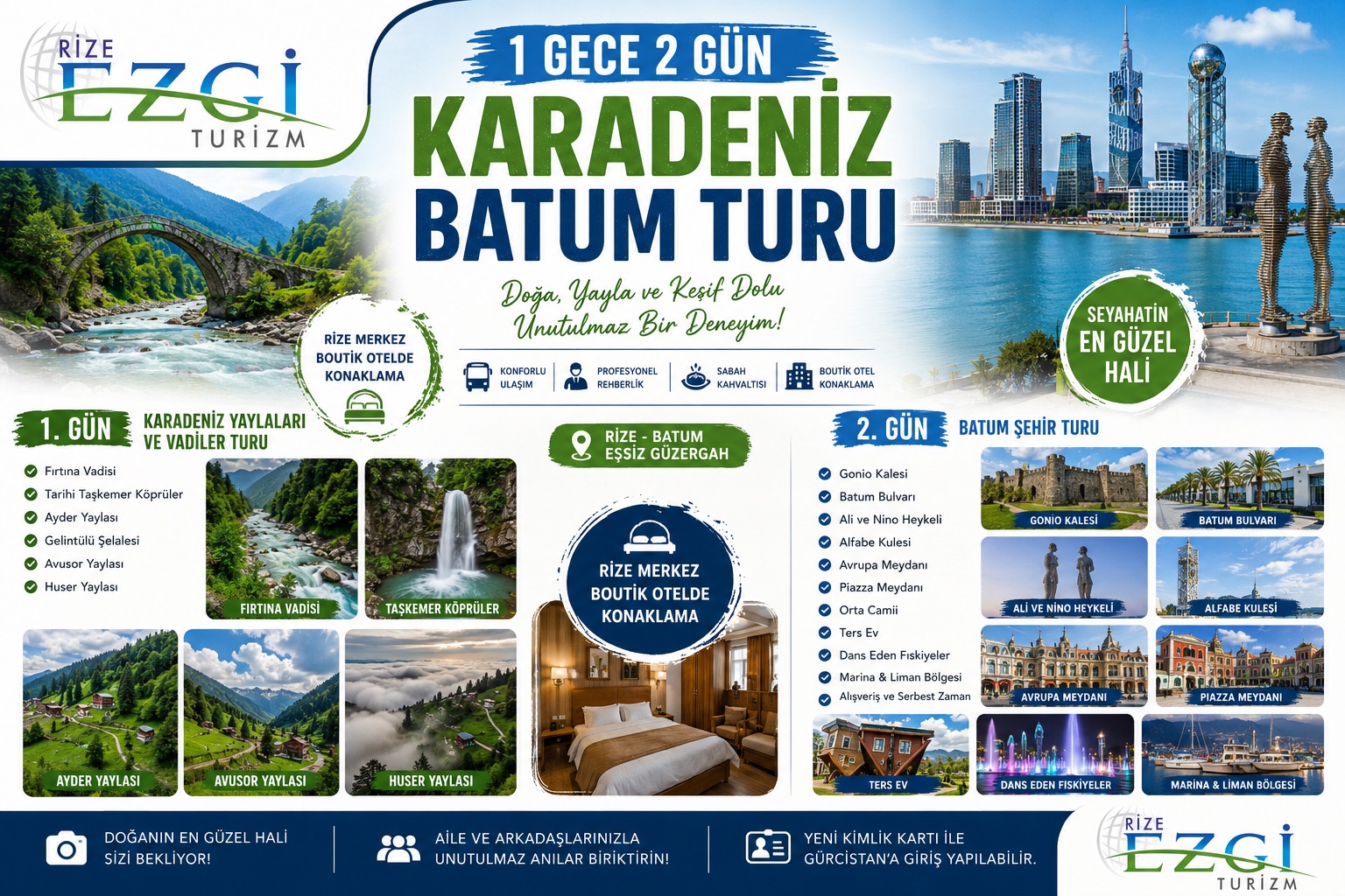 Ekonomik Karadeniz Yaylalar ve Batum Turu 1 Gece 2 Gün
